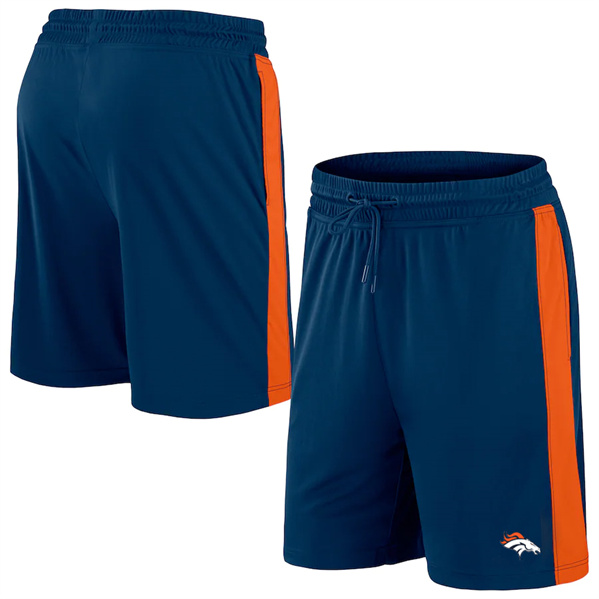 Men's Denver Broncos Navy Performance Shorts - Click Image to Close